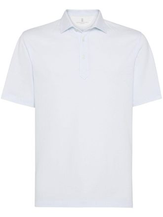 Brunello Cucinelli Poloshirt van biologische katoenblend - Blauw
