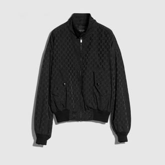 Gucci GG Technical Cotton Jacquard Zip Jacket, Size XXL, Black