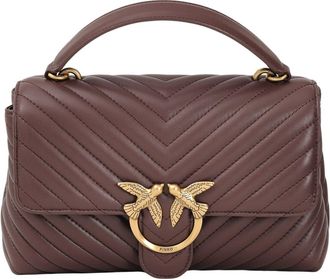 Pinko Shoulder Bag Love Lady Puff Classic CL Sheep Nappa Chevron Chocolate Amaro - Antique Gold Burgundy