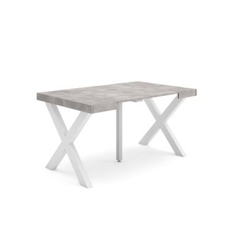 Skraut Home Skraut Home - Mesa Consola Extensible, Mesa Comedor Plegable, 140, Para 6 Comensales, Patas Madera Maciza, Estilo Moderno, Gris Cemento