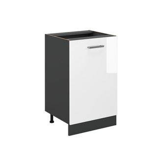 Vicco Mueble Bajo De Cocina R-line, Blanco Alto Brillo/antracita, 50 Cm Sin Encimera, Vicco