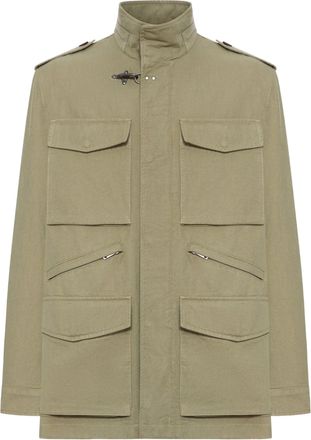 Fay Structured Neutral High Stand Collar Jacket