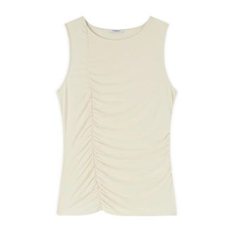 Motivi Top de punto con drapeado frontal - Tops - Mujer - Blanco - XS