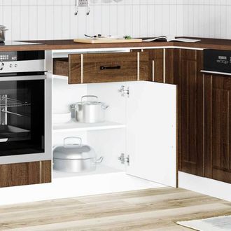 Berkfield Home Kitchen Base Cabinet Lucca Brown Oak Engineered Wood