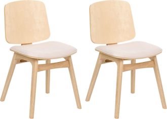Beliani Conjunto De 2 Sillas De Comedor Estructura De Madera Asiento De Tela Sin Reposabrazos Marr&oacute;n Claro Y Beige Claro Charleston