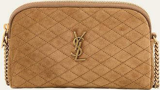 Saint Laurent Gaby Mini YSL Crossbody Bag in Quilted Suede