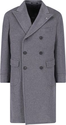 Tagliatore Grey Rupert Double-Breasted Cashmere Coat