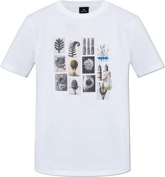 Paul Smith T-shirt met print - Heren - T-shirts - Wit - 2XL - Katoen - Tops