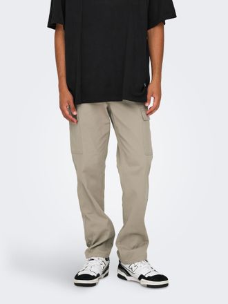 Only & Sons Cargohose ONLY & SONS ONSNICKY CARGO STRAIGHT 0241 PANT NOOS, Herren, Gr. 30, L&auml;nge 34, grau (chinchilla), Web, Obermaterial: 98% Baumwolle, 2% Elasth