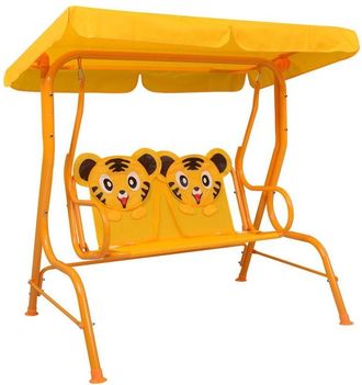 vidaXL Banco Balanc&iacute;n Para Ni&ntilde;os Tela Amarillo 115x75x110 Cm Vidaxl