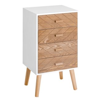 HOMCOM Homcom - Mesita De Noche Madera Con 4 Cajones Comoda R&uacute;stica Cajonera Mesilla Mueble Para Dormitorio Armario Almacenamiento 40x30x75 Cm
