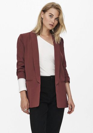 Only Kurzblazer ONLY ONLELLY 3/4 LIFE BLAZER TLR NOOS, Damen, Gr. 36S, rot (sable), Web, Obermaterial: 95% Polyester, 5% Elasthan, unifarben, sehr figurbet