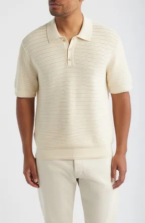 Madewell Stitch Interest Polo in Antique Cream at Nordstrom, Size X-Large