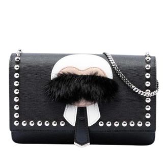 Fendi Pre-owned Wallet on Chain - Dames - Pre-owned - Zwart - Maat: ONE Size Zijde