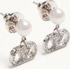 Valentino Garavani Orecchini Vlogo Signature In Metallo, Perle E Cristalli Swarovski Donna PALLADIO/CREMA/CRYSTAL UNI