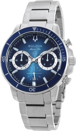 Bulova Marine Star Chronograph Quartz Blue Dial Mens Watch 96B380