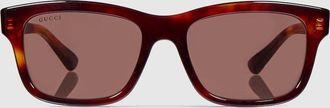 Gucci Rectangular-frame Sunglasses, Brown
