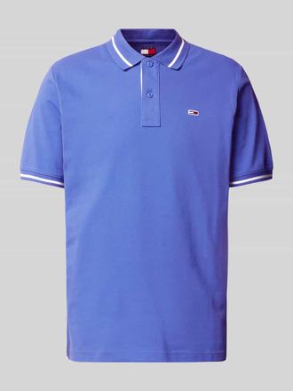 Tommy Jeans Regular Fit Poloshirt mit Logo-Stitching in Royal, Größe S