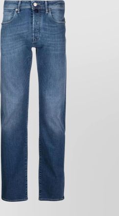 Incotex faded denim trousers featuring belt loops