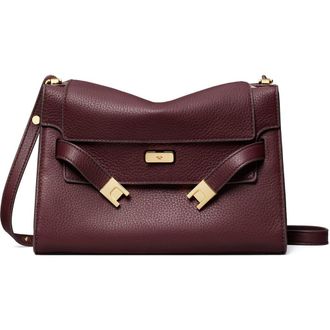 Tory Burch Large Lee Radziwill Pebble Leather Shoulder Bag in Dark Carmine at Nordstrom