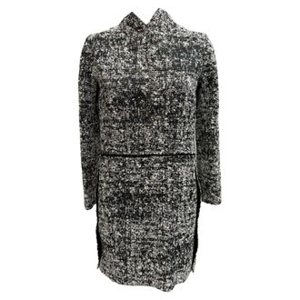 Proenza Schouler Tweed Long Sleeve Mini Dress in Black Cotton