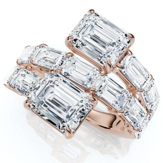 Pompeii3 6 1/2Ct Emerald Cut Diamond Ring Gold Womens Right Hand Anniversary Band