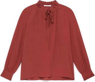 Maliparmi Vloeiend Cr&ecirc;pe Shirt - Dames - Blouses - Rood - M - Overhemden
