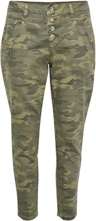 Cream Groene Camo Twill Cropped Broek - Dames - Skinny broeken - Grijs - W32 - Broeken