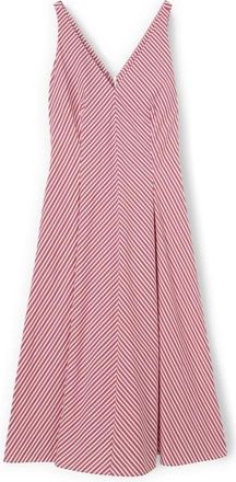 Motivi A-lijn Gestreept Poplin Jurk - Dames - Feestkleedjes - Rood - 2XS - Katoen - Kleedjes
