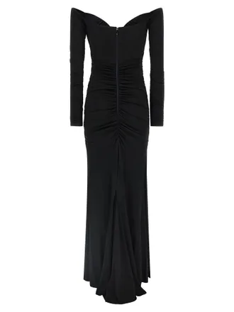 Elisabetta Franchi Off-Shoulder Cr&ecirc;pe Jersey Dress - Black