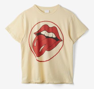 MadeWorn Unisex Rolling Stones Crop Tee In Yellow