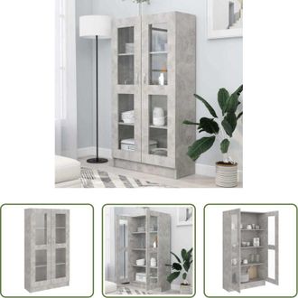 vidaXL Libreria in legno multistrato - Armadietto Vetrina Grigio Cemento 82,5x30,5x150 cm Multistrato