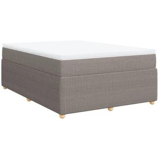 vidaXL Cama Box Spring Con Colch&oacute;n Tela Gris Taupe 140x190 Cm Vidaxl