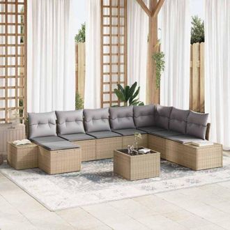 vidaXL Vidaxl - Conjunto De Sof&aacute; De Jard&iacute;n 9 Pcs 319 X 209 X 85 Cm Polirat&aacute;n