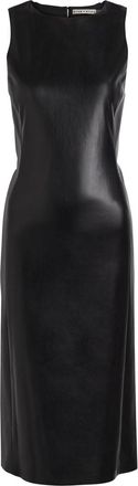 Alice & Olivia Wynell Bow-appliqu&eacute;d Faux Leather Midi Dress - Black - 10 (UK14 / L)
