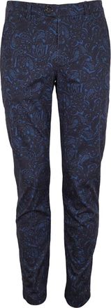 Lords of Harlech Jack Flat Front Stretch Sateen Pant in Madrid Paisley Navy at Nordstrom, Size 36 X 34