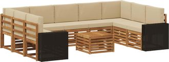 vidaXL Conjunto De Sof&aacute;s De Exterior 10 Uds. Natural Y Beige Poli&eacute;ster Vidaxl