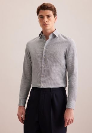 Seidensticker Businesshemd SEIDENSTICKER Schwarze Rose, Herren, Gr. L (41), normale &Auml;rmell&auml;ngen, blau (dunkelblau), 100% Baumwolle, bedruckt, tailored fit, 2-Knopf-