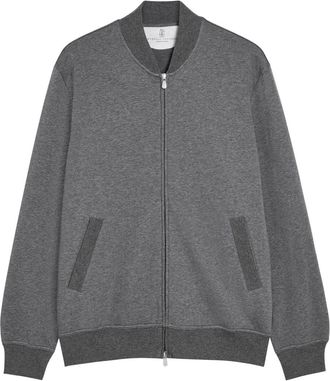 Brunello Cucinelli Zip-through Cotton-blend Sweatshirt - Grey - XL