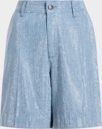 Cinq à Sept Patricia Embellished Chambray Shorts