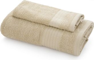 KASANOVA Coppia asciugamani viso e ospite spugna beige