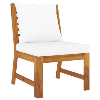 vidaXL Sof&aacute; Seccional Central Con Coj&iacute;n Crema Madera Maciza Acacia Vidaxl