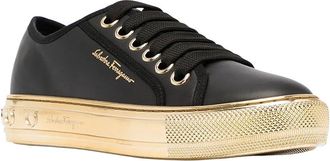 Ferragamo Logo Print Leather Sneaker