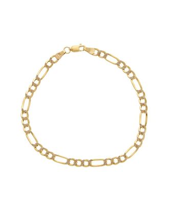 Italian Gold, Inc 10K 4.8Mm White Pave Figaro Bracelet