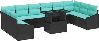vidaXL Juego De Sof&aacute; 11 Uds. 10-n&uacute;mero De Plazas Negro Y Azul Vidaxl