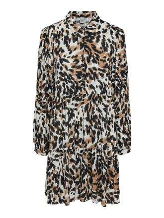 Y.A.S Hemdblusenkleid Y.A.S YASALIRA LS SHIRT DRESS S. NOOS, Damen, Gr. XL, N-Gr, schwarz (schwarz aop:leo print), Web, Obermaterial: 100% Viskose, animal-p