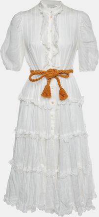 Zimmermann White Ramie Frill Amelie Dress
