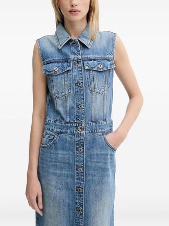Miss Sixty sleeveless button-front denim midi dress - Blue