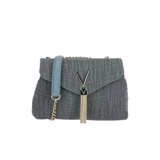Valentino Tassen, Dames, Blauw, ONE Size, Denim, Glanzende denim crossbody tas