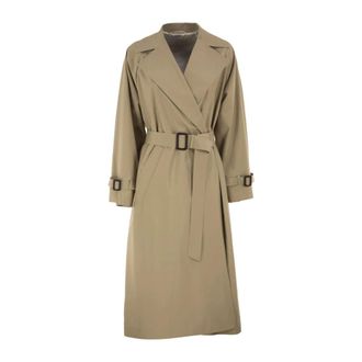 Max Mara Jassen, Dames, Beige, 3Xs, Klassieke Trenchcoat met Riem